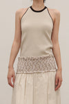 SWAYING/KNIT contrasting piping camisole SW23SS1T02 beige gray PS84